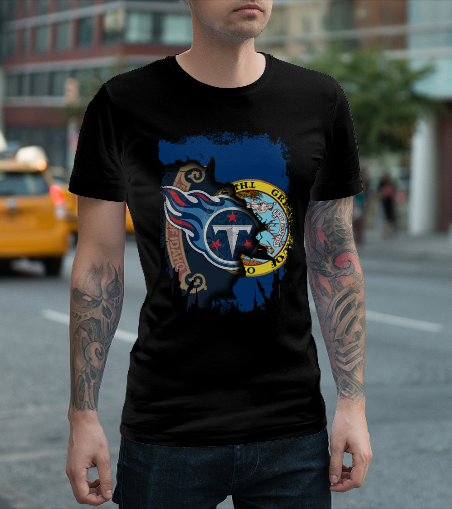 Together Idaho State Seal with Tennessee Titans Logo Fusion T-Shirt