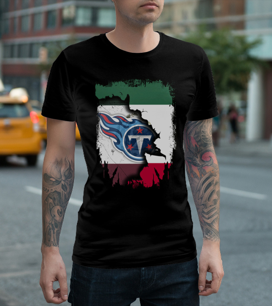 Titans Logo Blending with Mexico Flag - Together Mexico With Titans T-Shirt