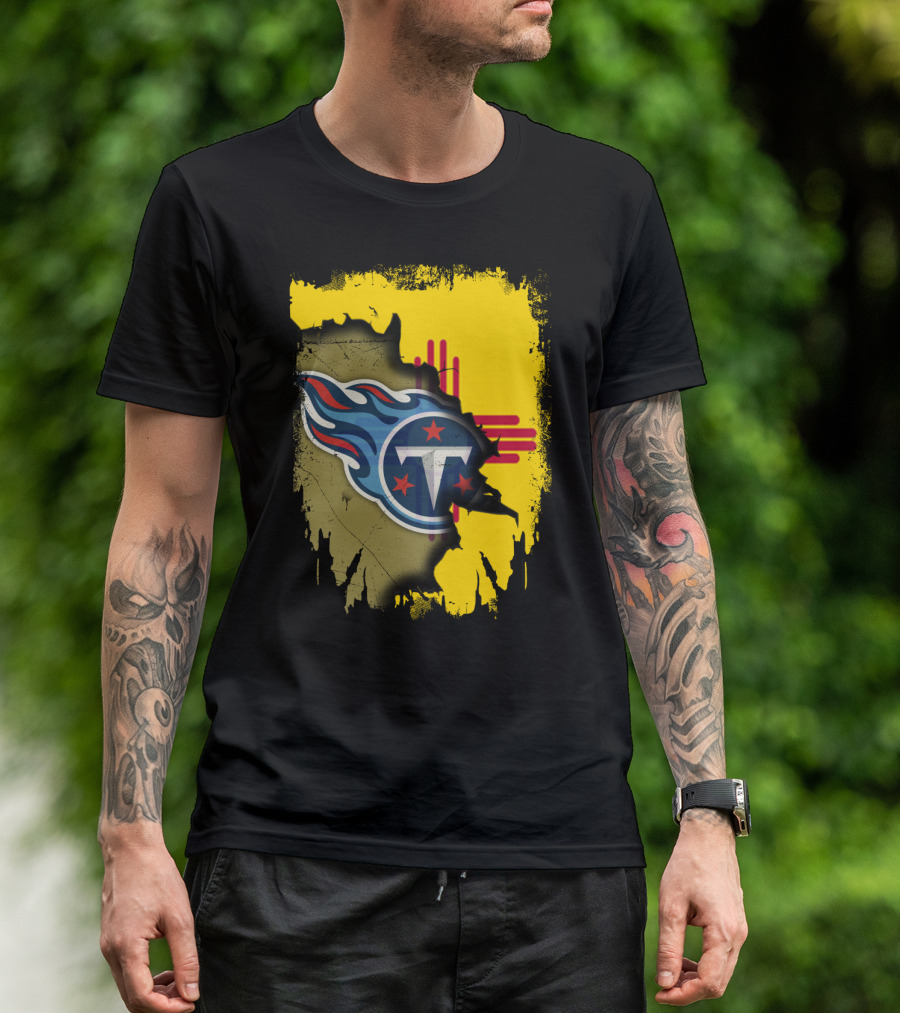 Together New Mexico Titans Flame Logo Zia Symbol Background T-Shirt
