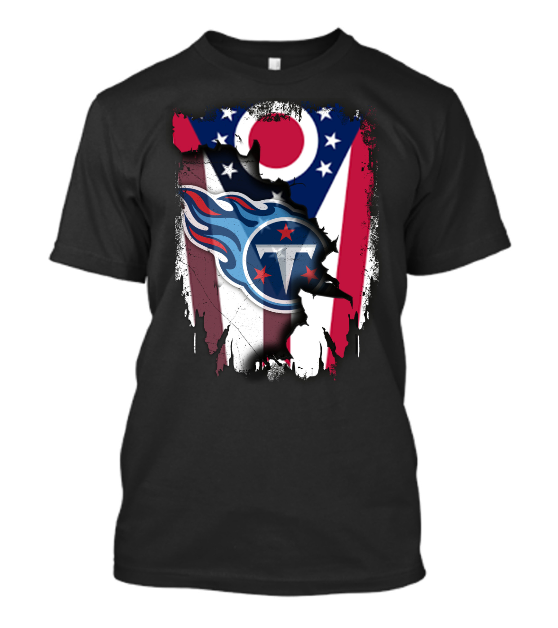 Ohio Flag With Tennessee Titans Logo Together T-Shirt