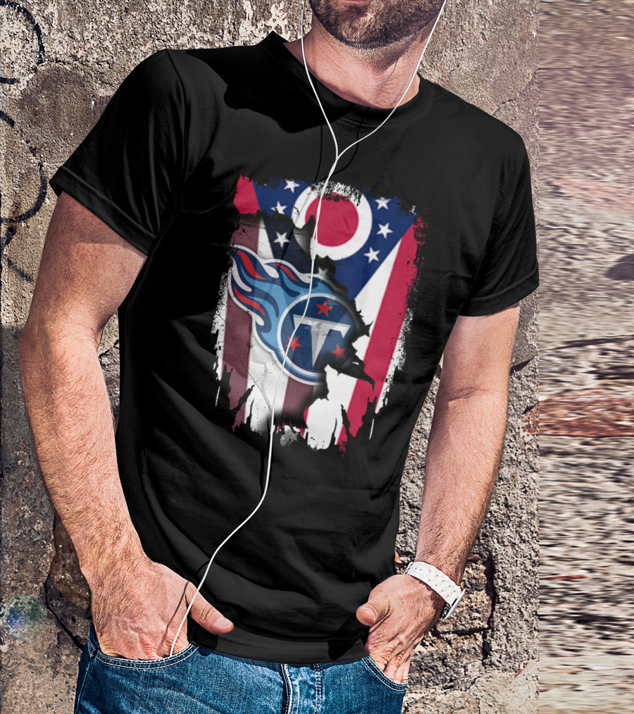 Ohio Flag With Tennessee Titans Logo Together T-Shirt
