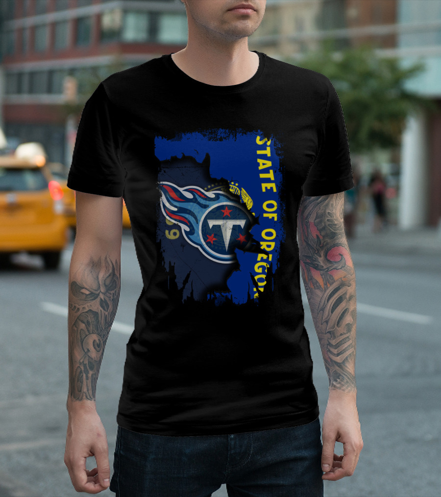 Titans Logo Overlay With State Of Oregon Flag T-Shirt