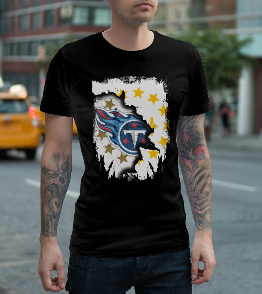 Titans Logo with Rhode Island State Flag Stars T-Shirt