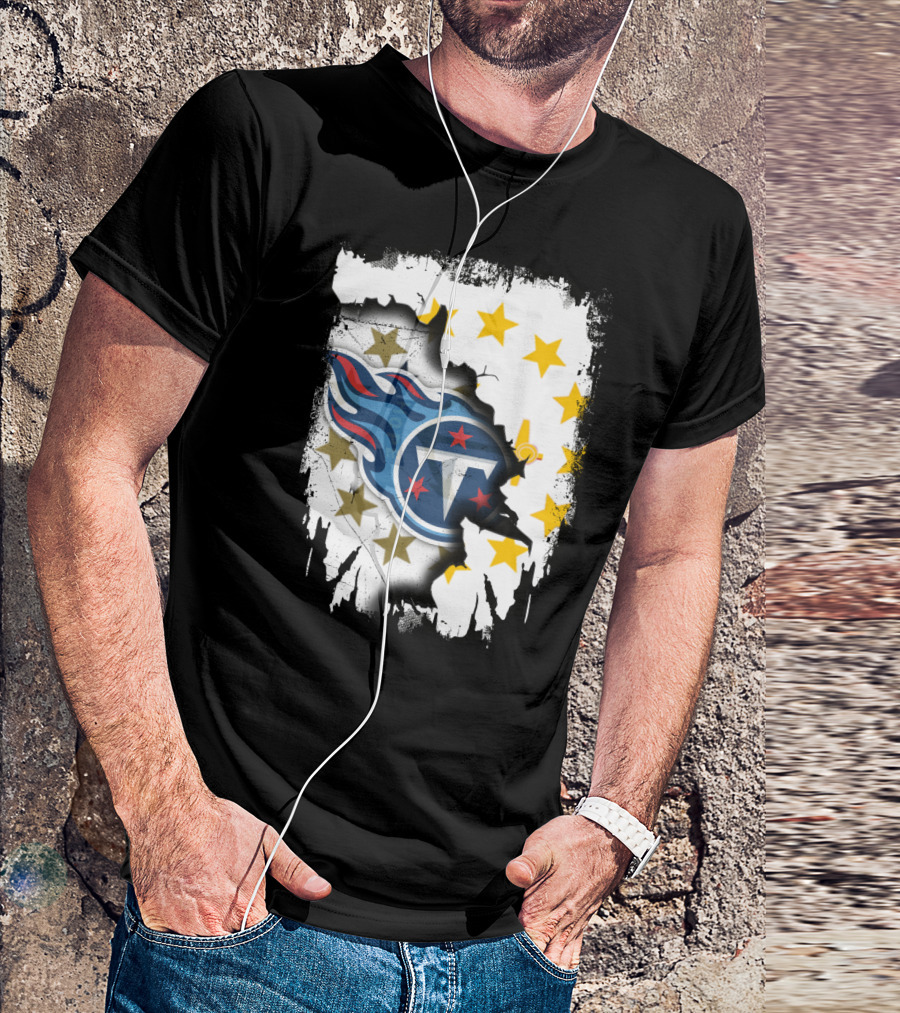 Titans Logo With Rhode Island State Flag Stars T-Shirt