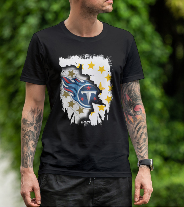 Titans Logo With Rhode Island State Flag Stars T-Shirt