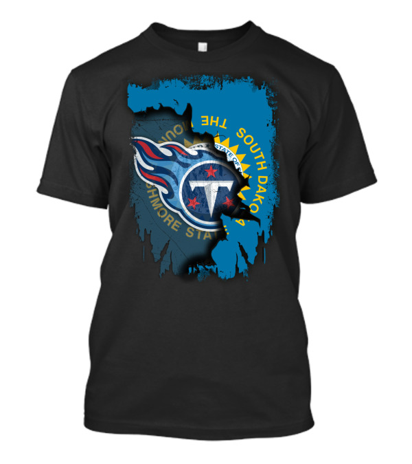 South Dakota State Flag And Tennessee Titans Logo Fusion T-Shirt