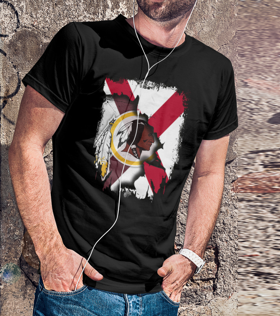 Alabama Flag Overlay With Washington Redskins T-Shirt