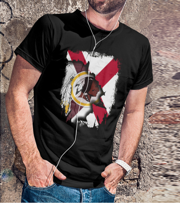 Alabama Flag Overlay With Washington Redskins T-Shirt