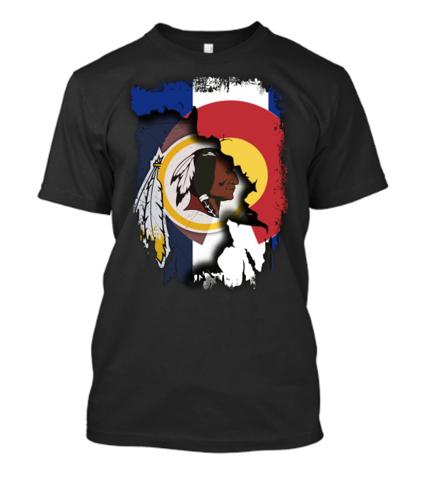 Colorado Flag Redskins Logo Together T-Shirt