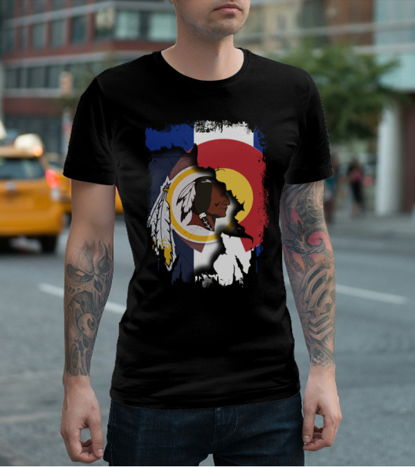 Colorado Flag Redskins Logo Together T-Shirt