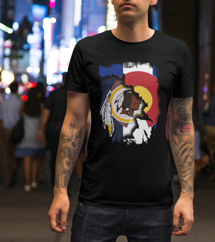 Colorado Flag Redskins Logo Together T-Shirt