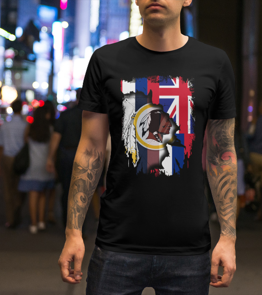 Hawaii Union Jack With Washington Redskins T-Shirt