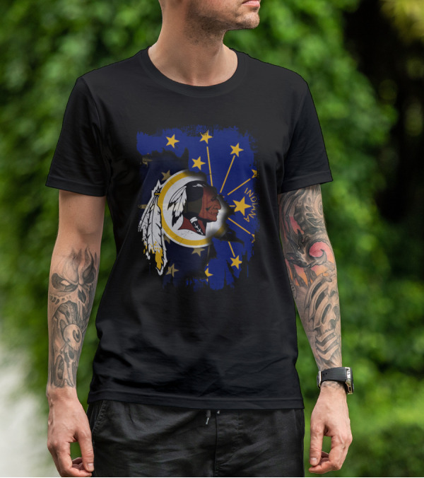 Indiana Stars And Redskins Logo Fusion T-Shirt