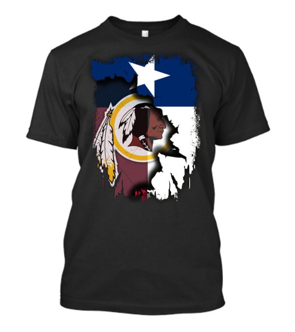Texas Flag And Washington Redskins Logo United T-Shirt