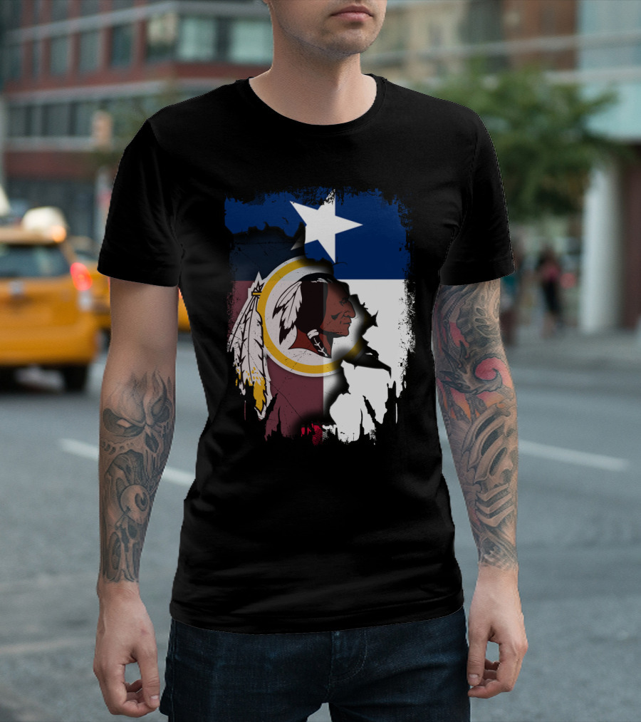 Texas Flag And Washington Redskins Logo United T-Shirt