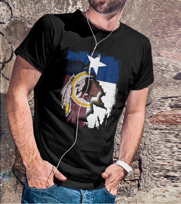 Texas Flag And Washington Redskins Logo United T-Shirt