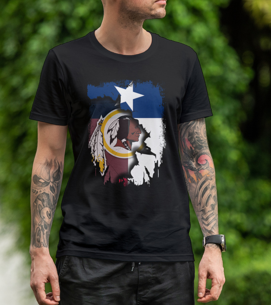 Texas Flag And Washington Redskins Logo United T-Shirt