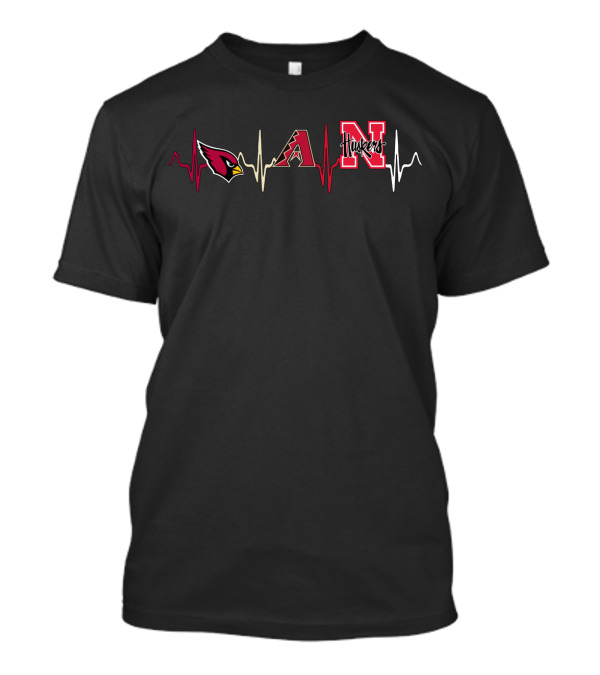 Cardinals Diamondbacks Nebraska Huskers Heartbeat T-Shirt
