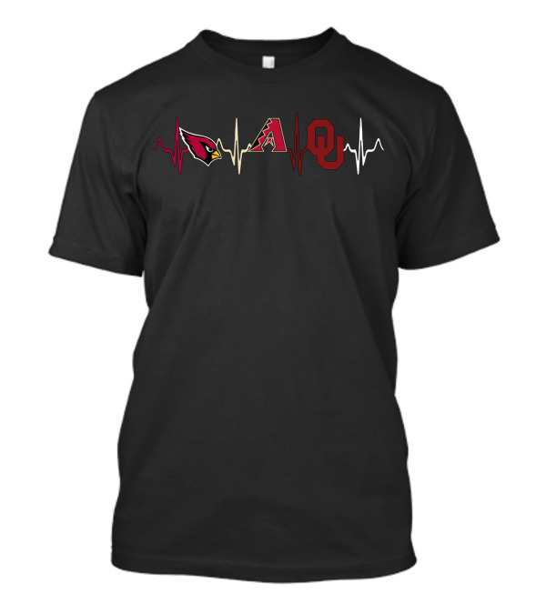 Arizona Cardinals Diamondbacks Oklahoma Sooners Heartbeat T-Shirt