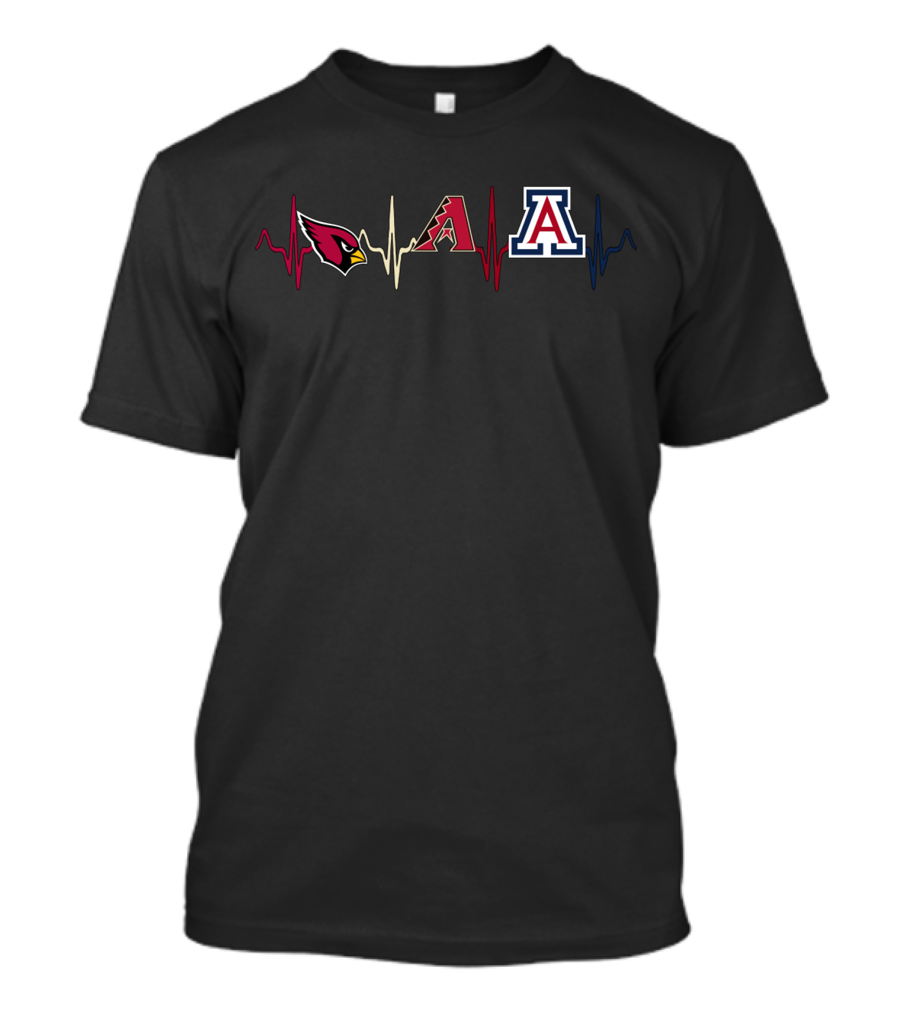 Cardinals Diamondbacks Wildcats Heartbeat Fan Pride T-Shirt