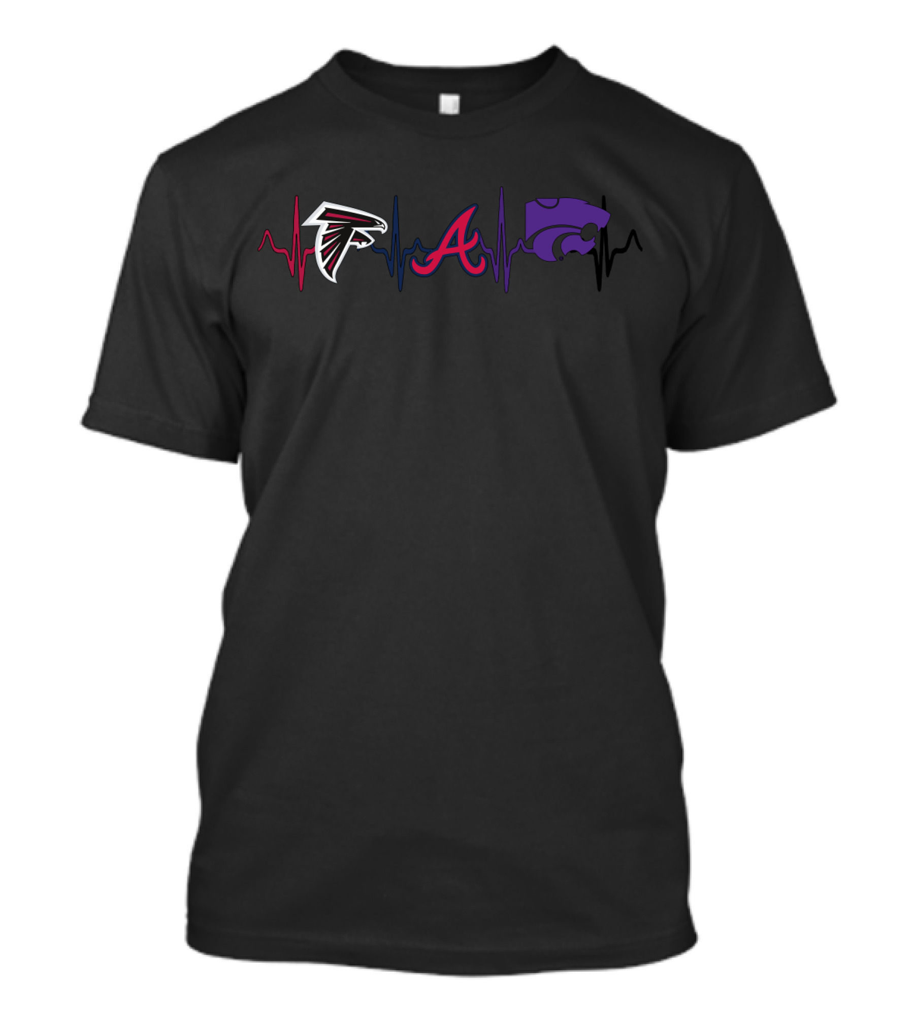 Atlanta Falcons Atlanta Braves Kansas State Wildcats Heartbeat T-Shirt