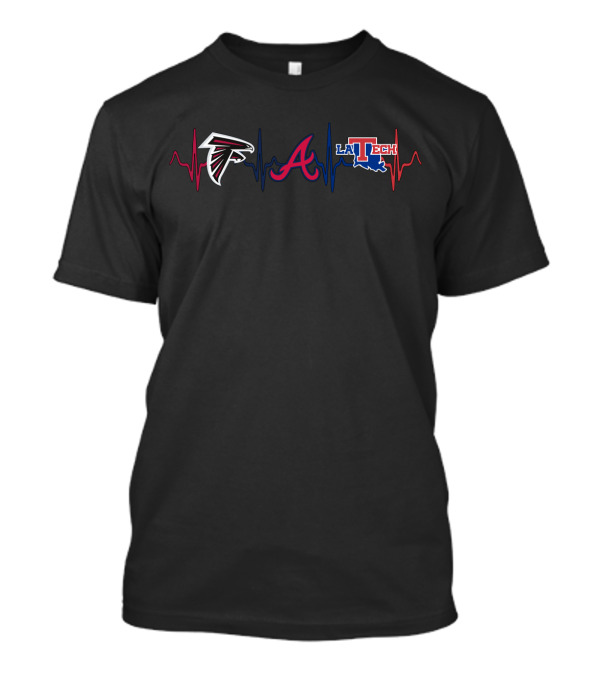 Love Falcons Braves Louisiana Tech Heartbeat T-Shirt