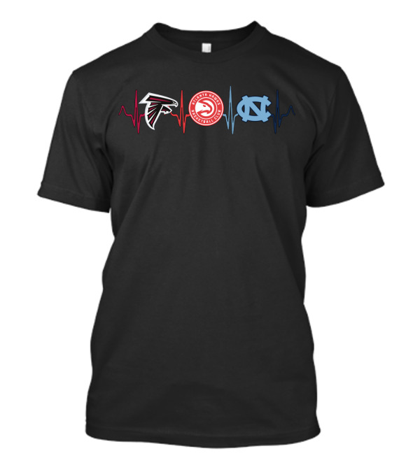 Atlanta Falcons Hawks Unc Tar Heels Heartbeat T-Shirt