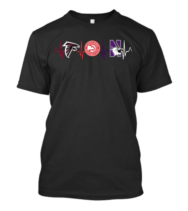 Atlanta Falcons Hawks Northwestern Wildcats Heartbeat T-Shirt