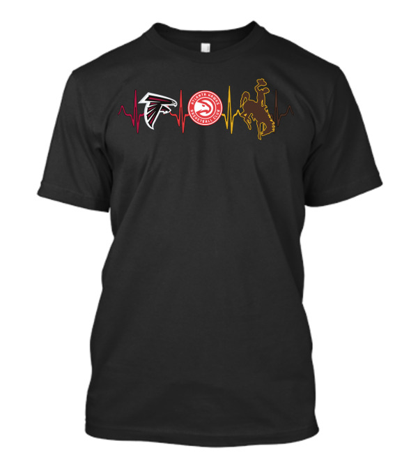 Atlanta Falcons Hawks Wyoming Cowboys Hearts Beat T-Shirt
