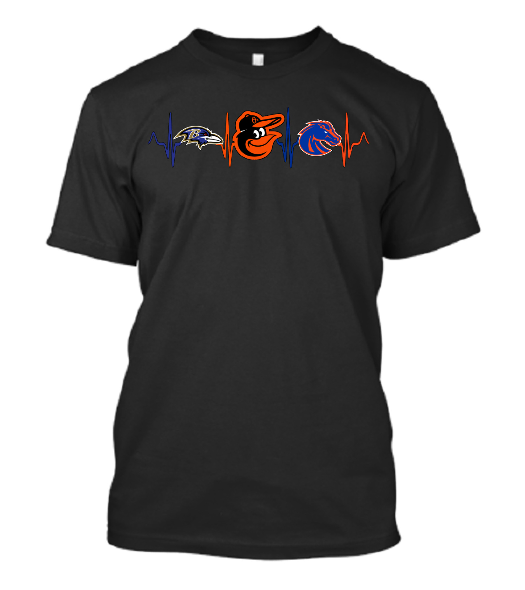 Baltimore Ravens Baltimore Orioles Boise State Broncos Heartbeat T-Shirt