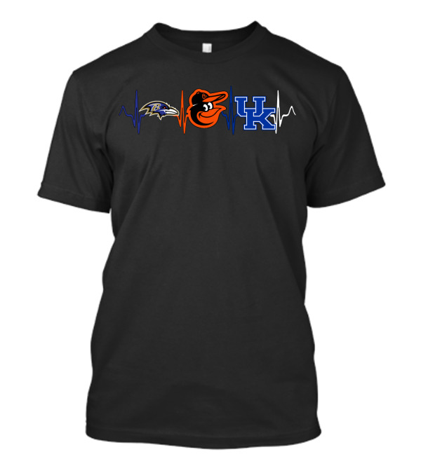 Baltimore Ravens Baltimore Orioles Kentucky Wildcats Heartbeat T-Shirt