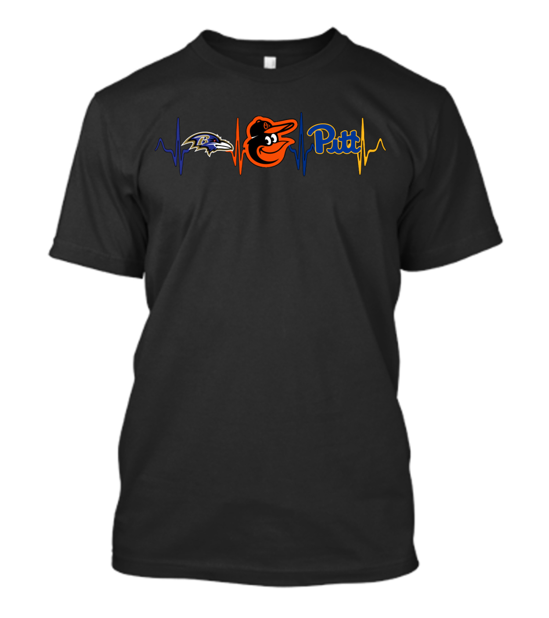 Baltimore Ravens Baltimore Orioles Pitt Heartbeat T-Shirt