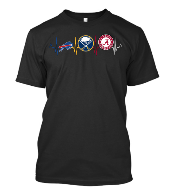 Buffalo Bills Buffalo Sabres Alabama Crimson Tide Heartbeat T-Shirt