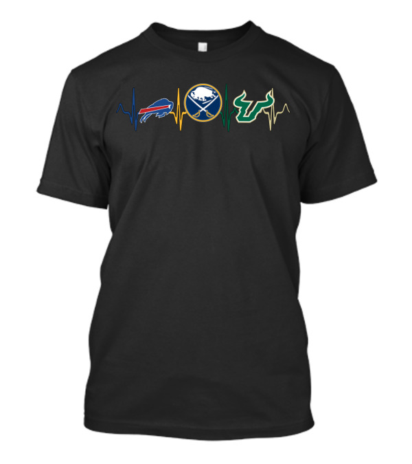 Buffalo Bills Buffalo Sabres South Florida Bulls Heartbeat T-Shirt