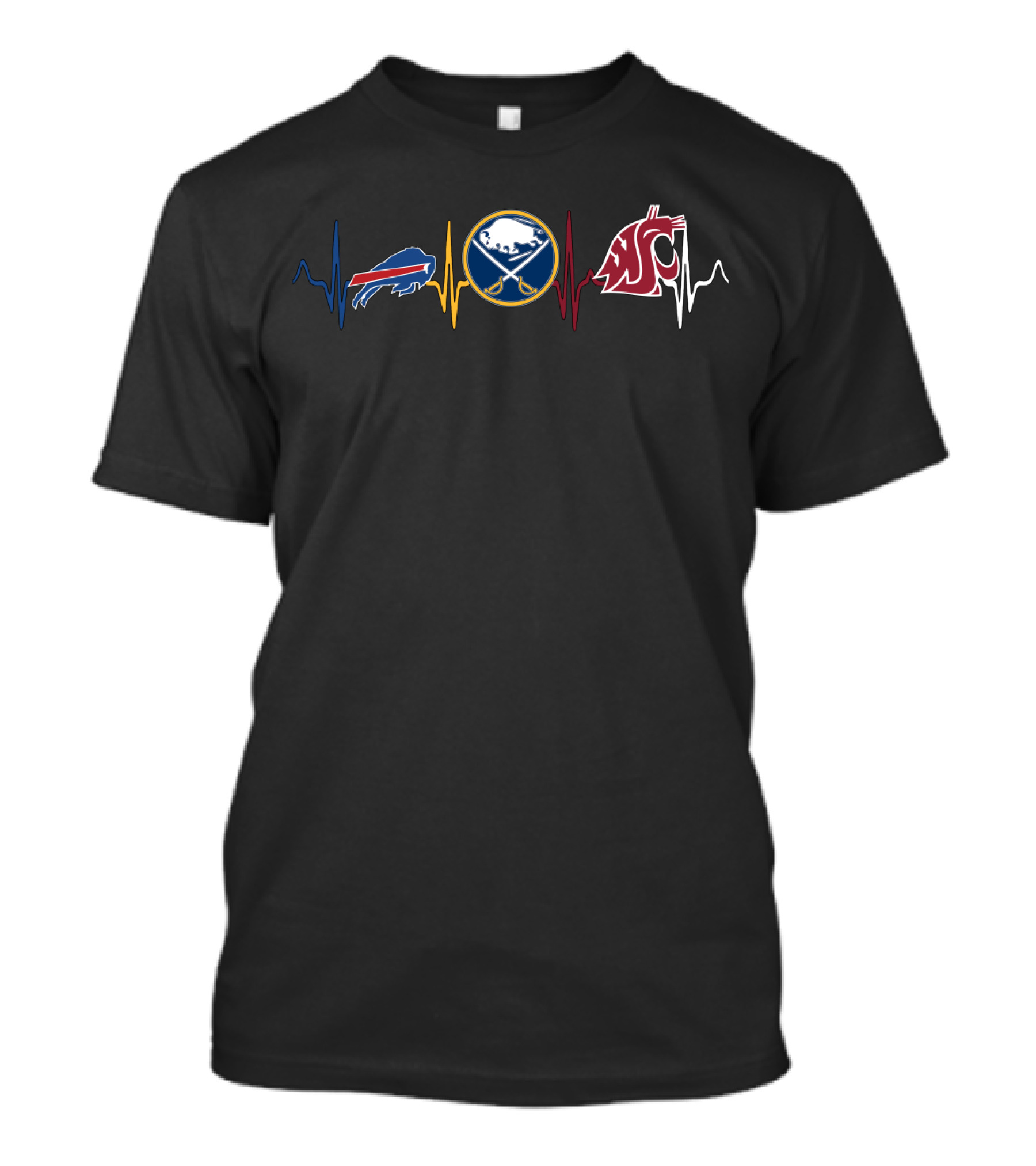 Buffalo Bills Buffalo Sabres Washington State Cougars Fan Heartbeat T-Shirt