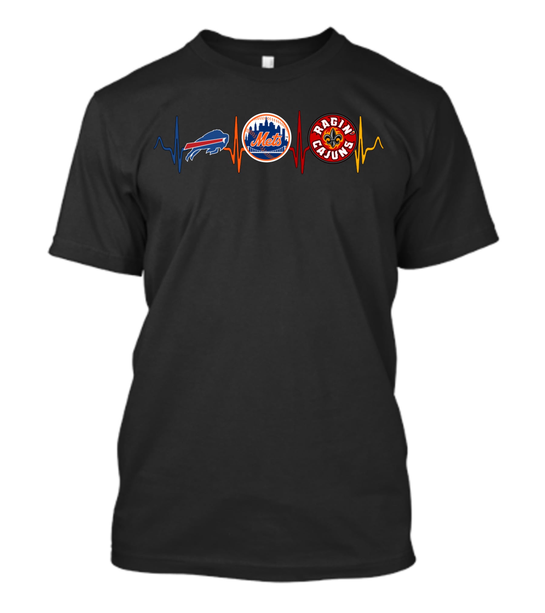 Buffalo Bills New York Mets Louisiana Ragin Cajuns Heartbeat T-Shirt
