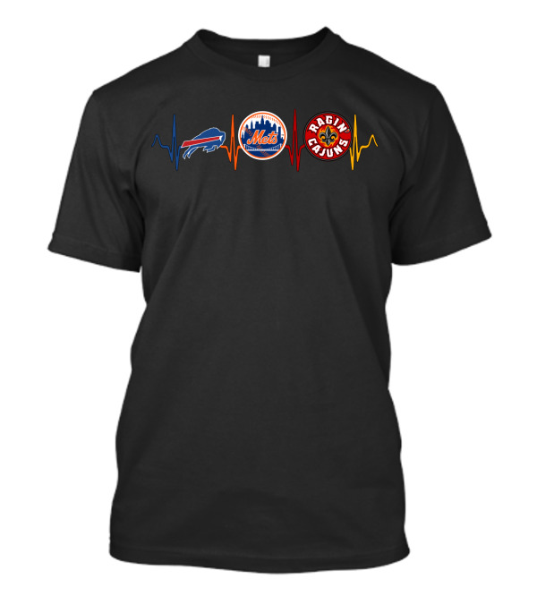 Buffalo Bills New York Mets Louisiana Ragin Cajuns Heartbeat T-Shirt