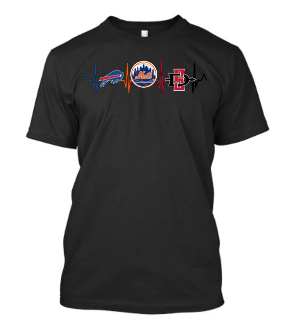 Buffalo Bills Love New York Mets Sdsu Heartbeat T-Shirt