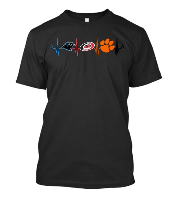 Heartbeats Of Panthers Hurricanes Clemson Tigers With Ct T-Shirt