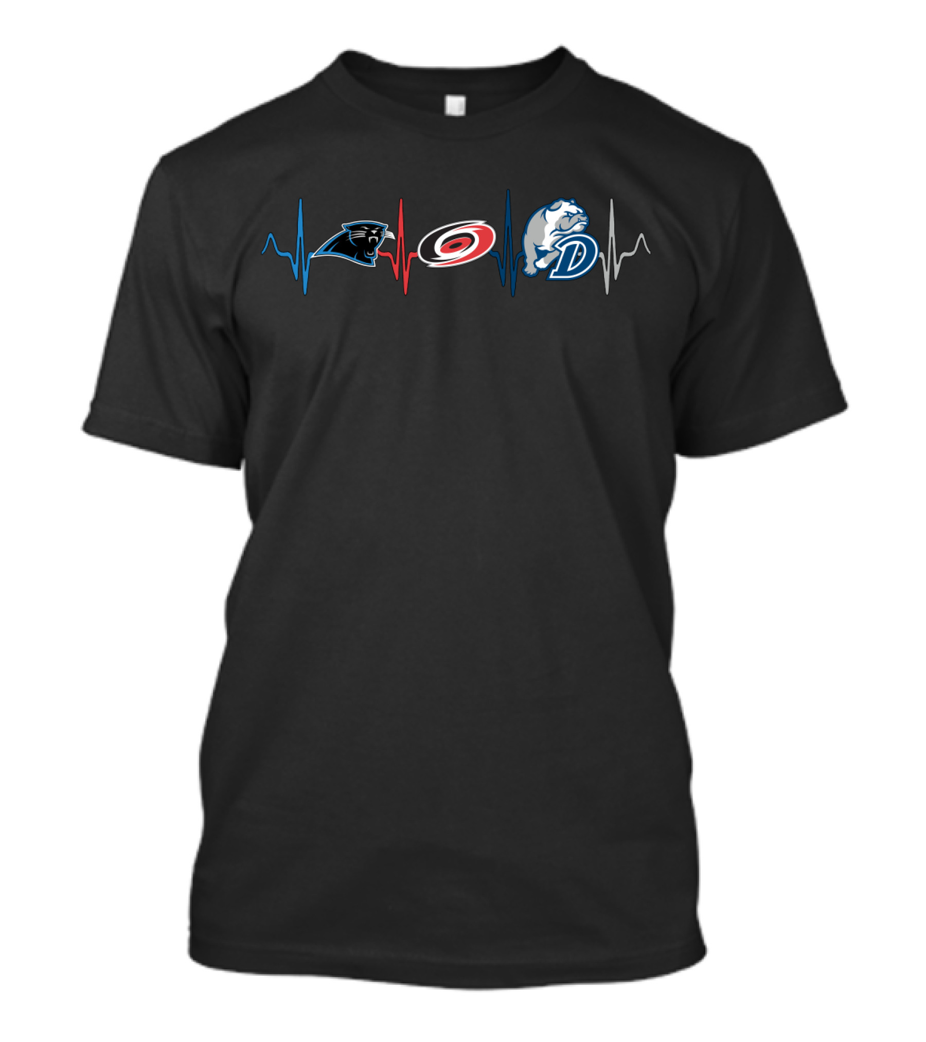 Love Panthers Hurricanes Db Heartbeat Logo Trio T-Shirt