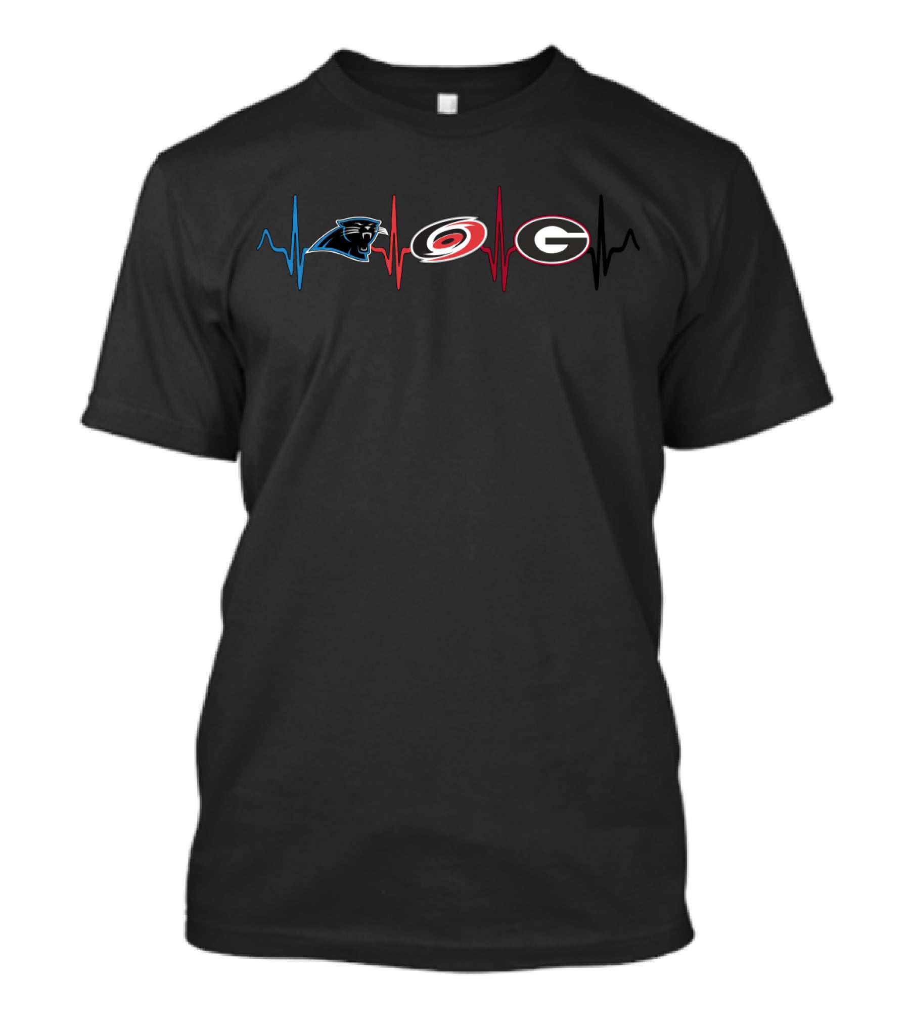 Carolina Panthers Carolina Hurricanes Georgia Bulldogs Heartbeat T-Shirt