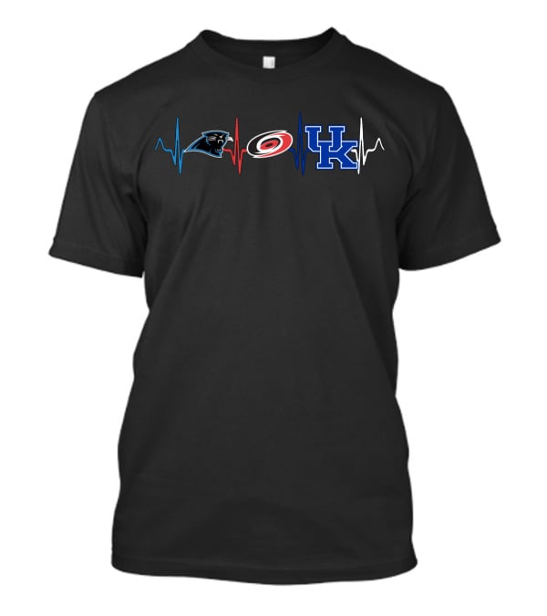 Carolina Panthers Hurricanes Kentucky Wildcats Heartbeat T-Shirt