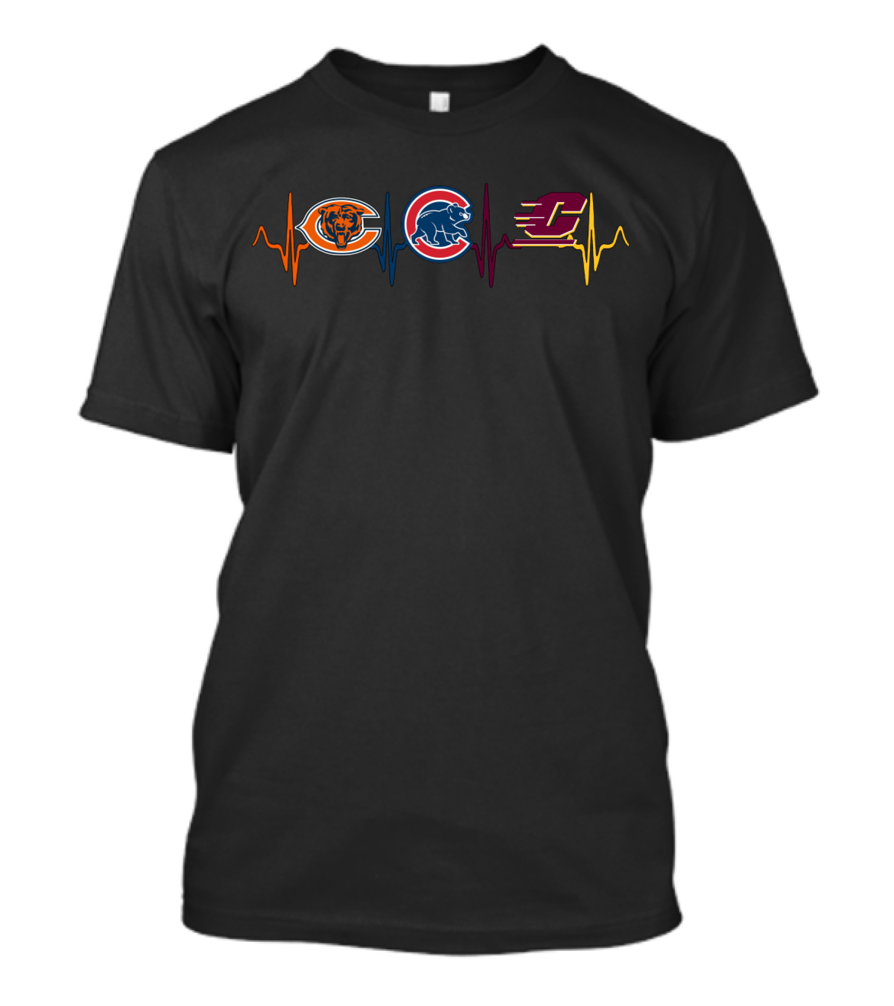 Chicago Bears Cubs Central Michigan Cmu Heartbeat T-Shirt