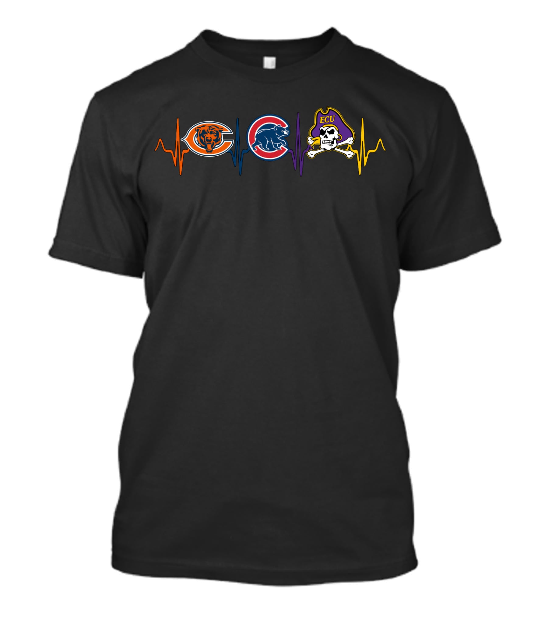 Chicago Bears Cubs Ecu Pirates Heartbeat T-Shirt