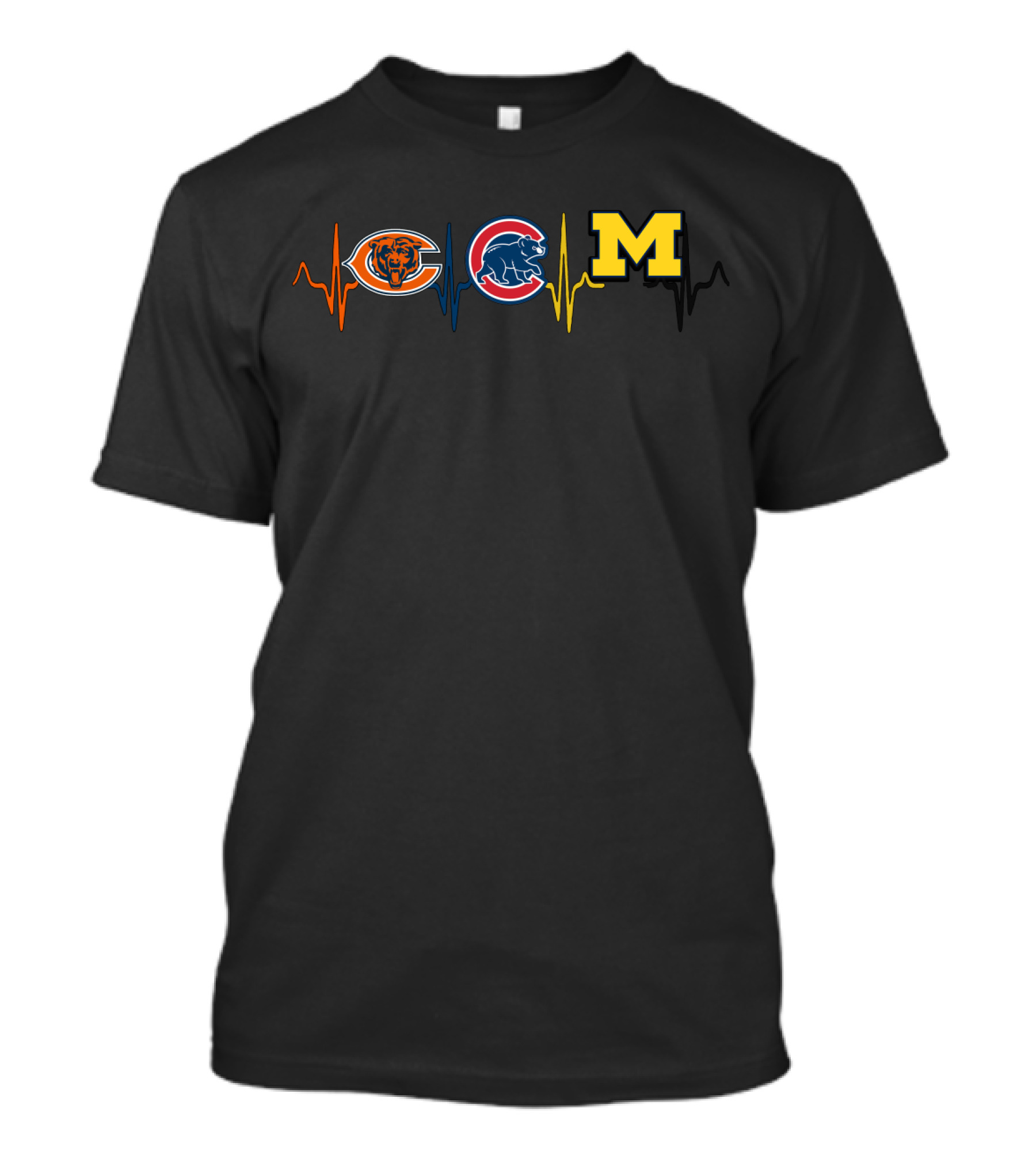 Chicago Bears Chicago Cubs Michigan Wolverines Heartbeat T-Shirt
