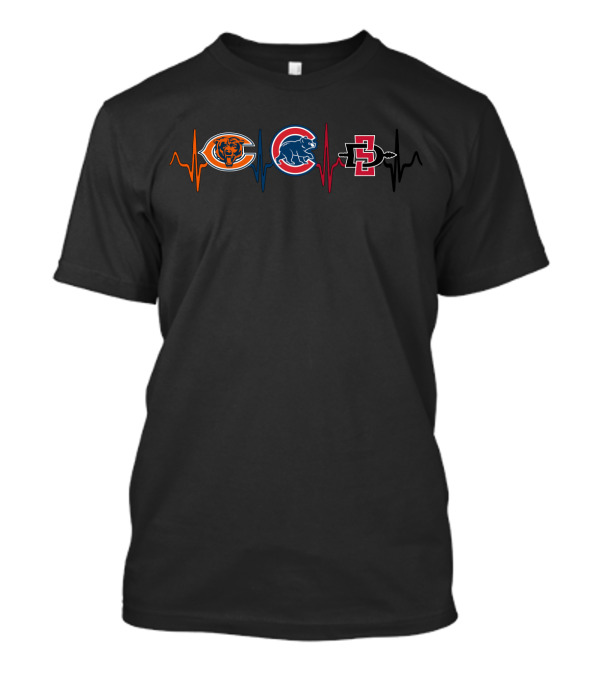 Chicago Bears Chicago Cubs San Diego State Aztecs Heartbeat T-Shirt