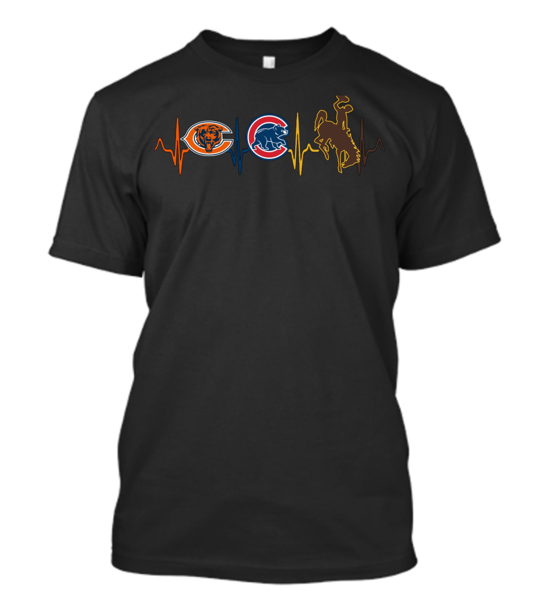 Chicago Bears Chicago Cubs Wyoming Cowboys Heartbeat T-Shirt