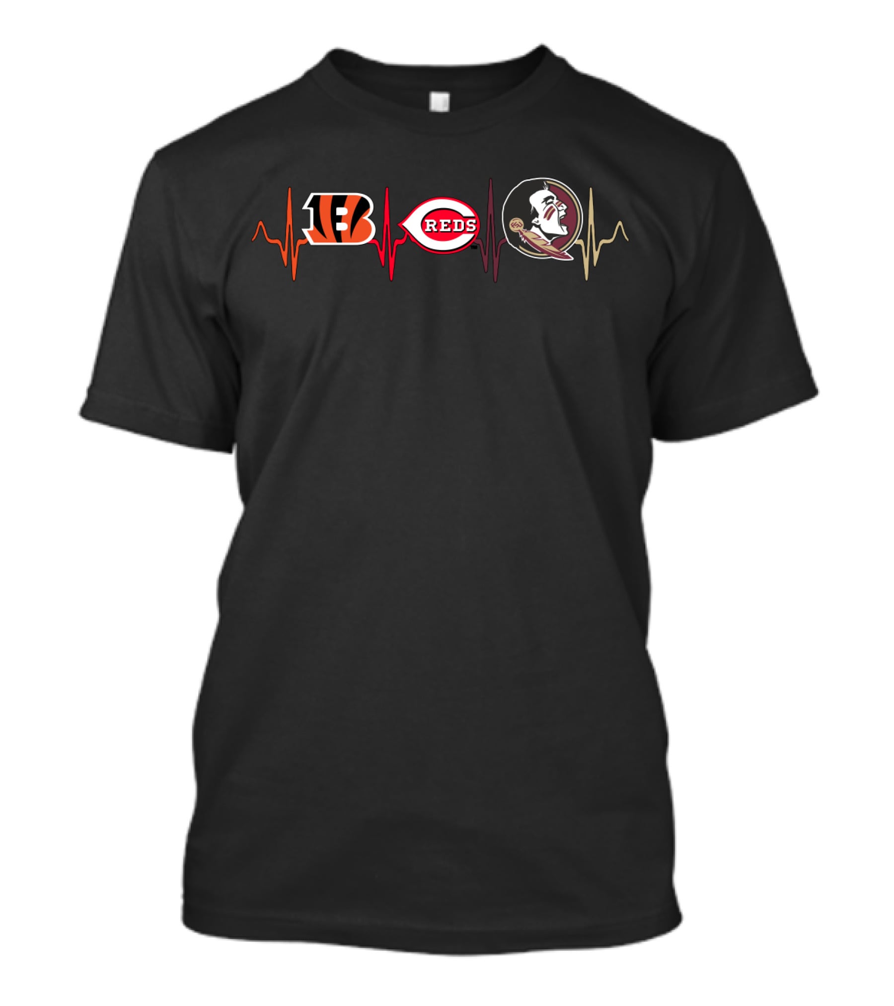 Bengals And Reds With Fsu Heartbeat T-Shirt