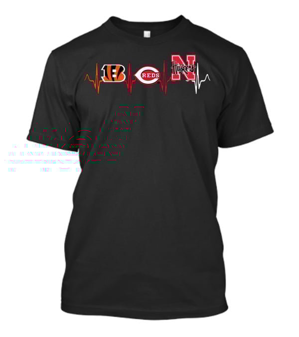 Bengals Reds Huskers Heartbeat T-Shirt