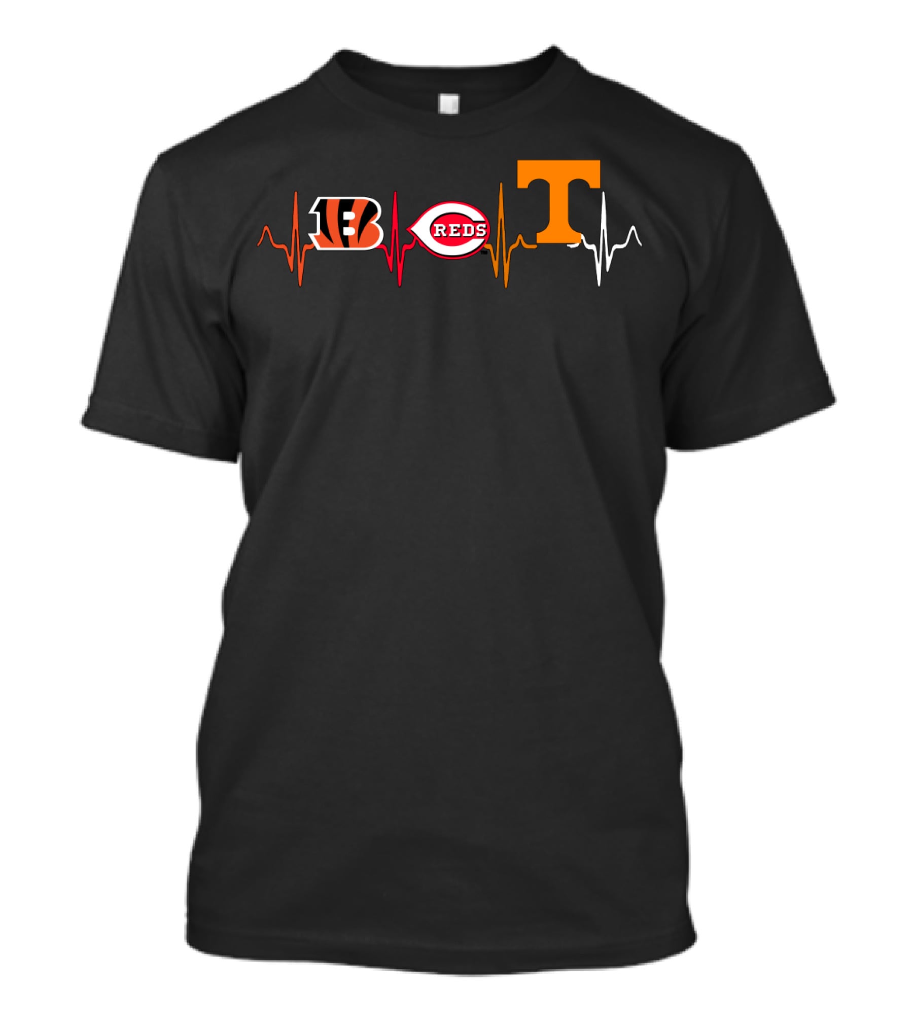 Bengals Reds Tennessee Heartbeat Icons T-Shirt